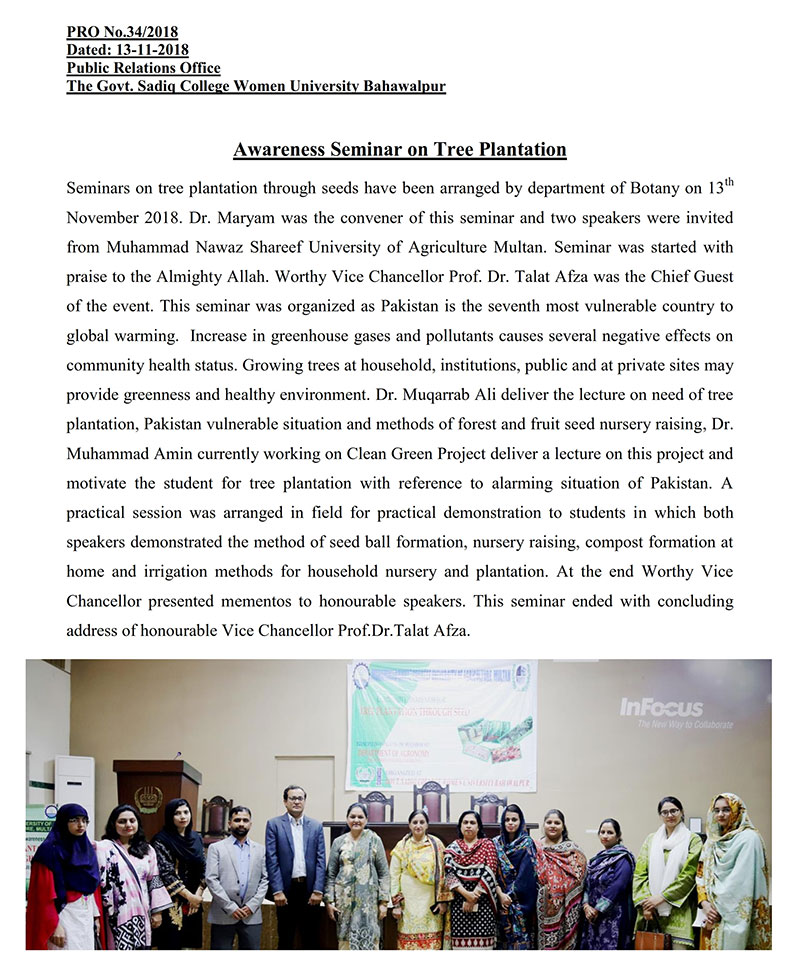Awareness Seminar on Tree Plantation