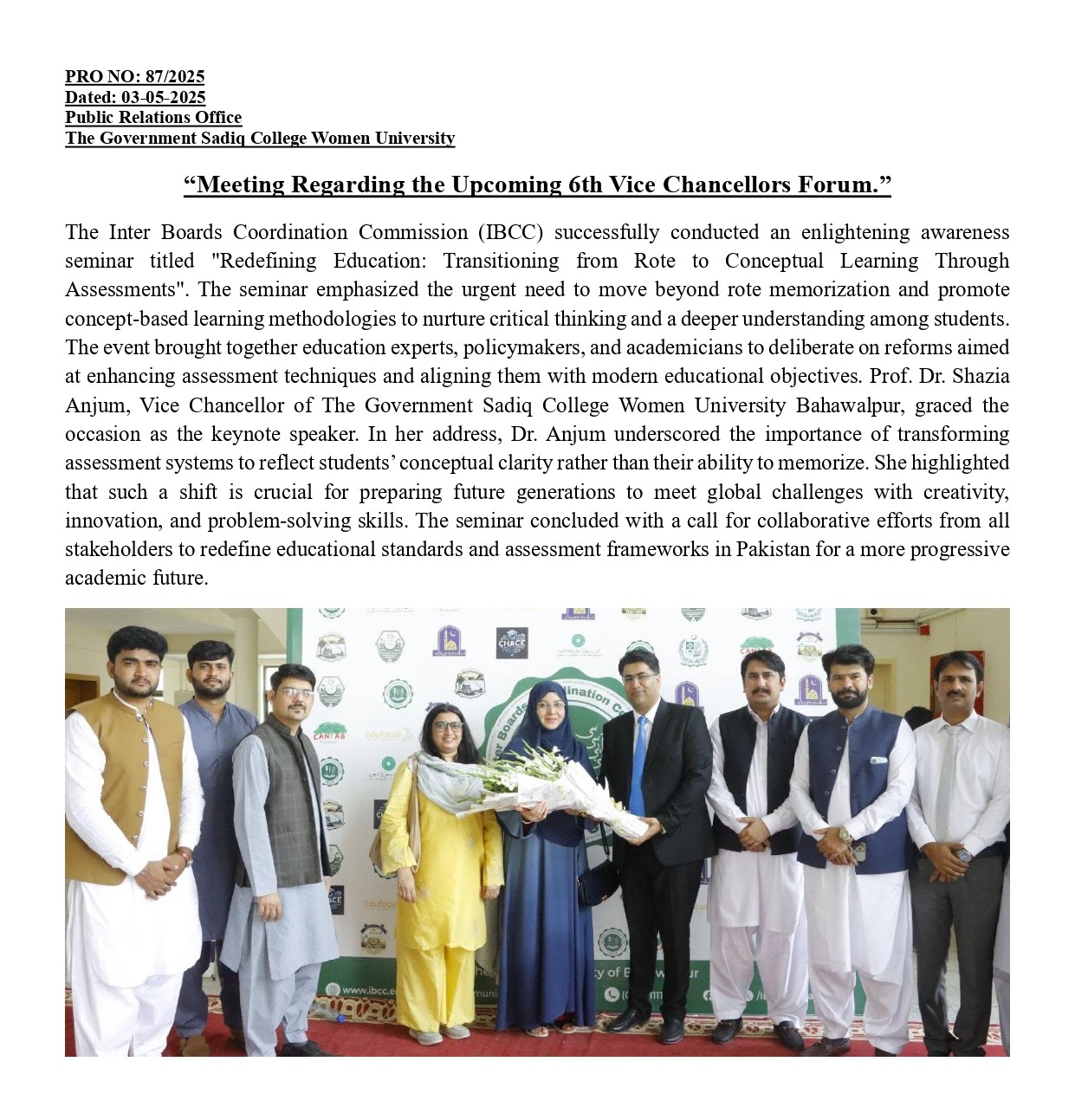 PRO NO.87 Meeting Regarding the Upcoming 6th Vice Chancellors Forum.jpg